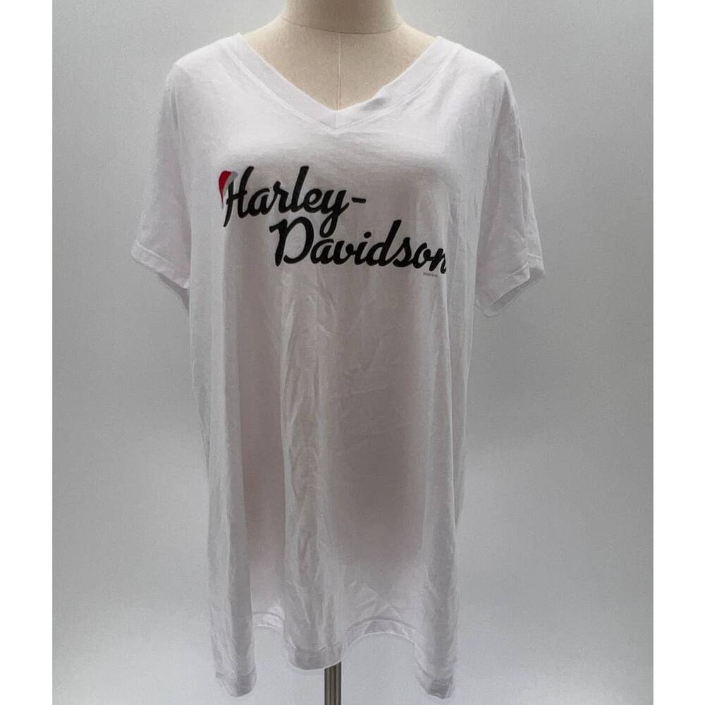 Harley Davidson Sarasota FL Rossiter's V-Neck Short Sleeve Santa Hat Shirt- 3XL